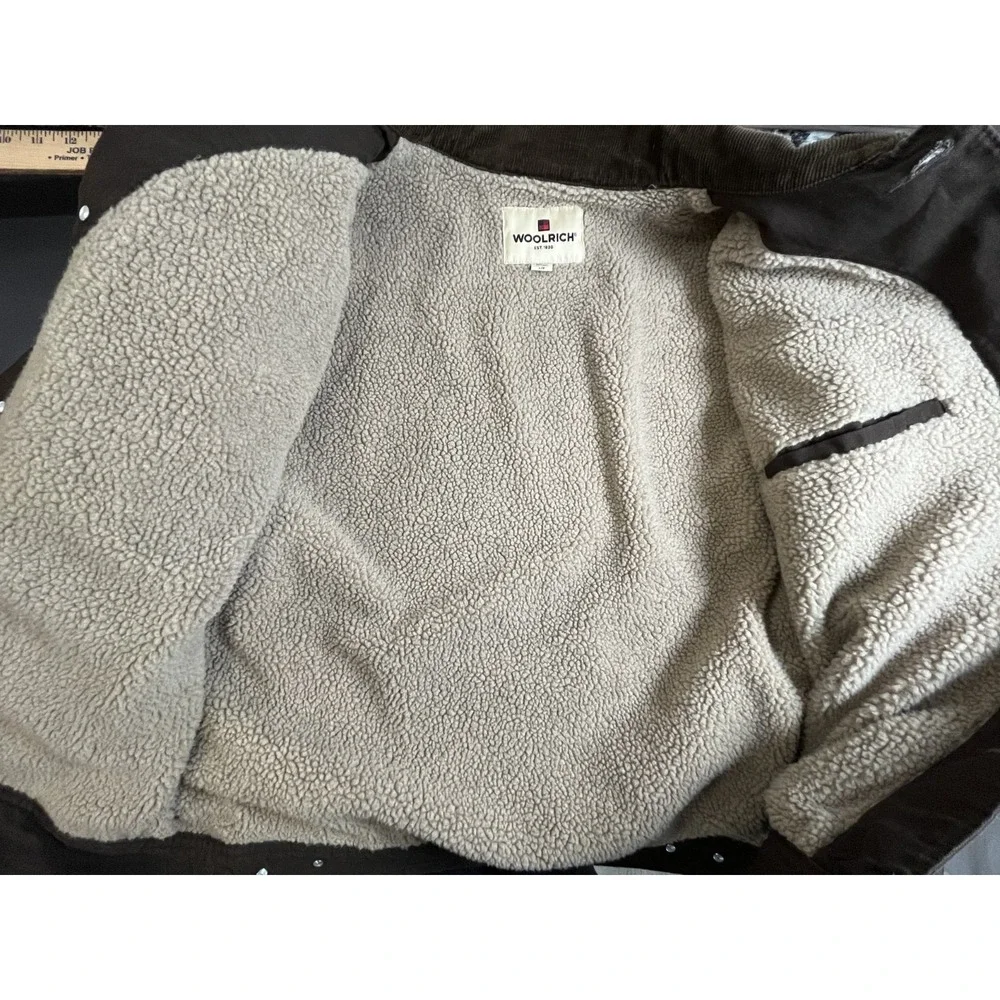 Woolrich Brown Canvas Sherpa‎ Lined Chore Rancher Barn Coat Mens Large